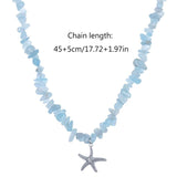 Sweet Starfish Pendant Necklaces Natural Stone Chain