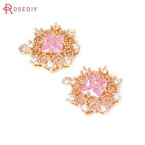 18K Brass Zircon Square Charms Pendants DIY Jewelry Making Supplies
