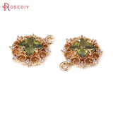18K Brass Zircon Square Charms Pendants DIY Jewelry Making Supplies