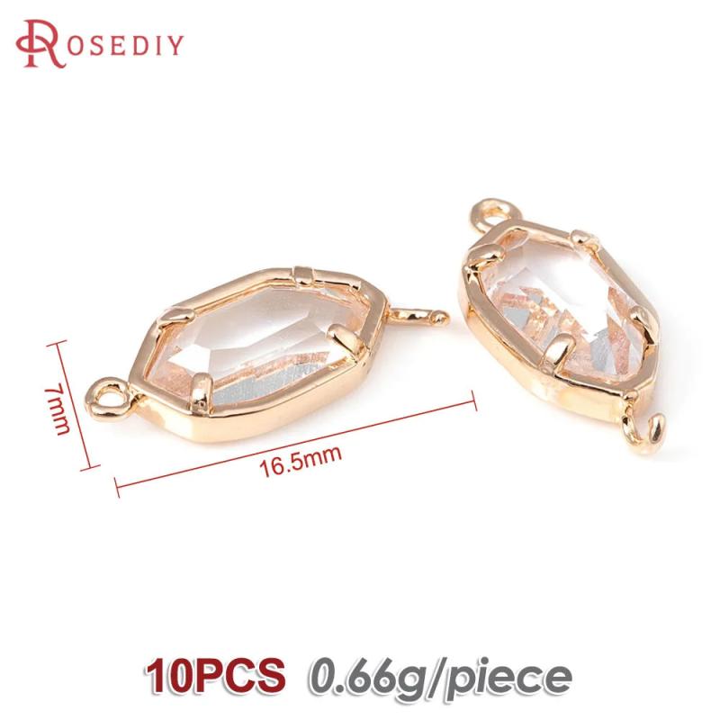 10PCS 18K Brass Polygon Connect Charms Pendants Jewelry Making Accessories