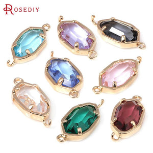 10PCS 18K Brass Polygon Connect Charms Pendants Jewelry Making Accessories