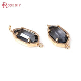 10PCS 18K Brass Polygon Connect Charms Pendants Jewelry Making Accessories
