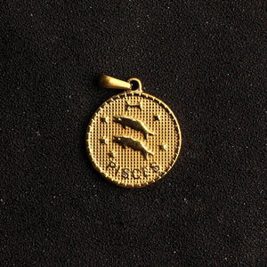 RHYSONG Zodiac Sign Charms Round Pendant DIY Jewelry Findings Silver