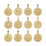 RHYSONG Zodiac Sign Charms Round Pendant DIY Jewelry Findings Silver