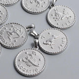 RHYSONG Zodiac Sign Charms Round Pendant DIY Jewelry Findings Silver