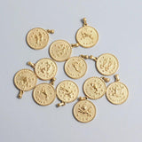 RHYSONG Zodiac Sign Charms Round Pendant DIY Jewelry Findings Silver