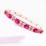 Romantic Red Gem 14K Rose Earrings and Ring Set