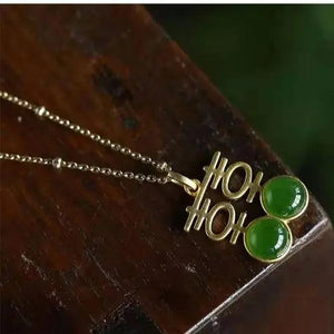 Natural Hetian Jade Double Happiness Jewelry Set