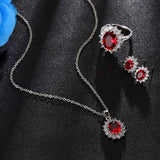 Crystal Stone Wedding Jewelry Sets For Brides Silver Necklace Set