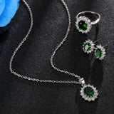 Crystal Stone Wedding Jewelry Sets For Brides Silver Necklace Set