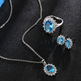 Crystal Stone Wedding Jewelry Sets For Brides Silver Necklace Set