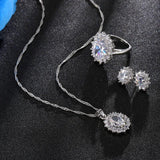 Crystal Stone Wedding Jewelry Sets For Brides Silver Necklace Set
