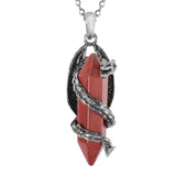 Natural Quartz Crystal Dragon Necklace Vintage Silvery Men Pendants