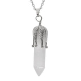 Rose Quartz Gemstone Hexagonal Column Pendant Necklace