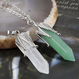 Rose Quartz Gemstone Hexagonal Column Pendant Necklace