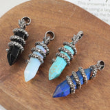 Vintage Dragon Necklace Hexagonal Healing Stone Pendant Jewelry