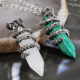 Vintage Dragon Necklace Hexagonal Healing Stone Pendant Jewelry