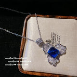 925 Silver Lab Sapphire Jewelry Sets for Women Vintage Wedding Engagement