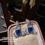 925 Silver Lab Sapphire Jewelry Sets for Women Vintage Wedding Engagement