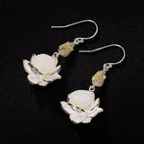 Silver Inlaid Hetian Chalcedony Lotus Necklace Set