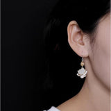 Silver Inlaid Hetian Chalcedony Lotus Necklace Set