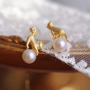 Light Pearl Cats Jewelry Sets Ancient Craftsmanship Art Earrings