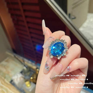 Sea Simulation Topaz Gemstone Jewelry Set 925 Silver Two Tone Vintage