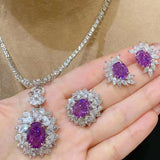 925 Silver Jewelry Set Amethyst Zircon Wedding