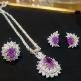 925 Silver Jewelry Set Amethyst Zircon Wedding