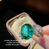 Vintage Feather Jewelry Set 925 Silver Lab Emerald Zirconia
