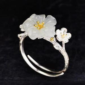 S925 Silver Hotan Jade Plum Blossom Jewelry Sets for Women