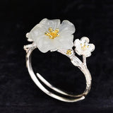 S925 Silver Hotan Jade Plum Blossom Jewelry Sets for Women