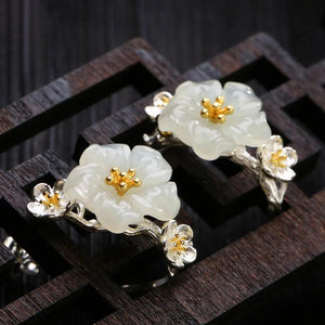 S925 Silver Hotan Jade Plum Blossom Jewelry Sets for Women