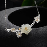 S925 Silver Hotan Jade Plum Blossom Jewelry Sets for Women
