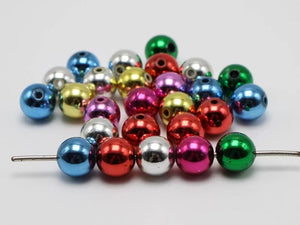 50 Mixed Metallic Acrylic Round Beads 12mm Christmas Beads
