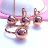 Purple Round Bead Jewelry Set Light Plating 14k Rose Earrings Necklace