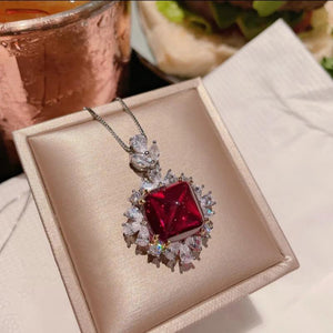S925 Silver Lab Ruby Zircon Jewelry Set for Women
