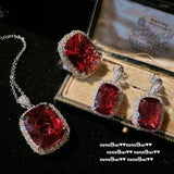 925 Silver Lab Ruby Zircon Stone Jewelry Set