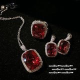 925 Silver Lab Ruby Zircon Stone Jewelry Set