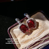 925 Silver Lab Ruby Zircon Stone Jewelry Set