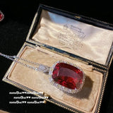 925 Silver Lab Ruby Zircon Stone Jewelry Set