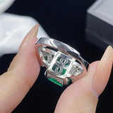 Geometric Lab Emerald Tourmaline 925 Silver Set for Women