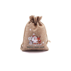4Pcs Xmas Jute Bags Drawstring Pouch Bracelet Jewelry Storage Gift Bag
