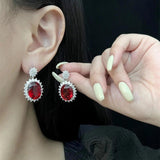 Vintage Ruby Gemstone Jewelry Set 925 Silver Banquet Party
