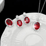 Vintage Ruby Gemstone Jewelry Set 925 Silver Banquet Party