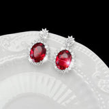 Vintage Ruby Gemstone Jewelry Set 925 Silver Banquet Party