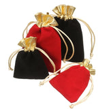 10pcs Red Velvet Drawstring Pouches for Jewelry Christmas