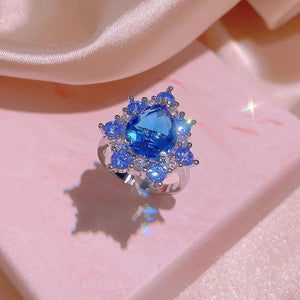 Topaz Gemstone Jewelry Set for Women - Silver Plate Necklace Earring Ring