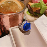 Lab Sapphire 925 Silver Sugar Tower Gemstone Ladies Wedding Jewelry Sets