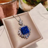 Lab Sapphire 925 Silver Sugar Tower Gemstone Ladies Wedding Jewelry Sets